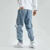 Männer Jogger Cargo Denim Hosen Baggy Harem Japanische Streetwear Styke Männliche Knöchel Harajuku Casual Hip Hop Jeans Hosen 210723