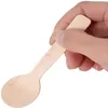 Spoons 100Pcs/Pack Disposable Wooden Spoon Ice Cream Scoop Coffee Honey Teaspoon Tableware Mini Cutlery Set Kitchen Accessories DH8599