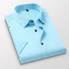 2021 Smart Casual Summer Shirt Mannen Korte Mouw Turn Down Collar Business Mens Jurk Shirts Anti-Rimpel Easy Care