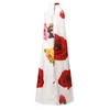 Women's Dress Fashion Sleeveless Halter Maxi Sundress Celmia Floral Print Long Dress Bohemian Party Robe Casual Loose Vestidos X0521