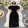 Singreiny Nieregularne Pasek Halter Dress Kobiety Sexy Off Ramię Krótki Rękaw Slim Party Sukienki Lato Koreańska Moda Krótka sukienka 210419