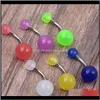 Nombril Bell Button Rings Drop Delivery 2021 Nave Bar 100Pcs / Lot Mix 6 Couleurs Glow In Dark Body Piercing Bijoux Belly Buttonring 4Snpk