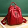 Kvinnor reser ryggsäck för kvinnliga läder ryggsäckar sac a dos damer bagpack lyx dubbel dragkedja casual daypack girl mochilas q0528