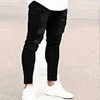 Mode streetwear mens jeans förstörda rippade design penna byxor fotled skinny män full längd jeans 211009