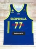 Niestandardowy luka Doncic #7 Team Słoweńska Rzadka koszulka koszykówki Białe niebieskie Białe Niebiesko