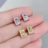 Stud Luomansi 100S925 Sterling Silver Bilttering Rectangle bianco Giallo Orecchini a diamante ad alto diamante Gioielli 4382995