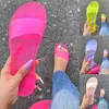 Zapatillas Mujeres Transparent Jelly Shoes Ladies Pink Slides Solid Slide Pliques Facia Playa 2021 Verano D30