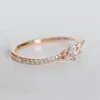 Fashion Flowers Ring Plating Rose Gold Silver Color Micro Cubic Zirconia Tail Wedding Bands Women's Accessories Jewelry Gift