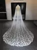 Bridal вуаль 3M длинные свадьбы вуали 3d цветы цветочные кружева белые роскошные для невесты с гребнем Velos de Novia Chatedral