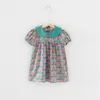 2021 Zomer Nieuw meisje Bloemen Princess Dress Baby Bloem Gedrukte Dollar Party Jurk Jurk Girl Bubble Korte Mouw Holiday Dres2119125