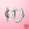 925 Sterling Silber Gänseblümchen Blume Stammbaum Hoop U Herz Ohrstecker für Frauen Schmuck Verlobungsfeier