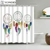 Quality Bathroom Shower Curtain Polyester Bath Curtains Multi-Sizes Dream Feather Pattern Printed Bathroom Accessories Cortina 210609