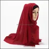 Écharpes Wraps Chapeaux, Gants Mode Aessories Écharpe en coton pour femme avec diamant uni Hijab Foulard pour femme Wrap Fringe Crumple Muslim Shaw