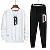 Tracksuit män Casual Long Sleeve Hoodies Mens Klädmärke Två bitar Sweatshirt Outwear Byxor Man Sportkläder Set Plus Storlek 210806