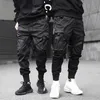 Prowow Erkekler Kurdela Streetwear Kargo Pantolon Sonbahar Hip Hop Joggers Pantolon Tulum Siyah Modası Baggy Pockets Pantolon 220311