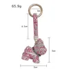 Luxus Kristall Französisch Bulldog Schlüsselbund Lanyard Strass Lederband Hund Schlüsselanhänger Frauen Tasche Charms Männer Auto Schlüssel Ring Schmuck 210409