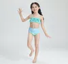 Flickor Två bit sjöjungfru baddräkt sjöjungfruar svansen Suspender bikini set 2-10t barn prinsessa badkläder 4 färg