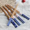 Chopsticks Creative Chinese Set Family 5 Par of Solid Wood Bamboo Housely Non-Slip