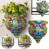 Garden Decorations Resin Flower Pot Handmade Statue Flat-Backed Wall Planter Crafts Decor For Home Gardening Ornaments HVR88