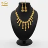 ANIID Joyería Conjunto de collar nupcial para mujer Boda Joyería de Dubai Pendientes Anillos de lujo Pulsera Indio Chapado en oro de 24 quilates Calidad H1022