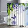 Shower Curtain Garden Colorful Flowers Natural Scenery 3D Waterproof Fabric Bathroom Curtains Bath Accessories Decor 210915