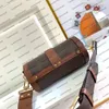 M57835 Designing Top End Papillon Trunk Crossbody Women Mini Bag Handväska Avtagbar Strap Purse Canvas Naturlig Cowhide-Leather Burn Clutch Shoulderbag