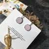 Charm Altın Küpe Kadınlar Elmas Damızlık Dangle Küpe Taş Tarzı Üçgen Bakır Galvanik Tasarım Renk Taş Lüks Tasarımcı Takı Bayan Kulak Yüzükler