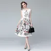 Summer Bohemain Floral Printed Dress For Women Elegant Sleeveless O-Neck A-Line Fairy Dresses 210529