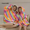 2021 Ny Oversized Family Matching Homewear Plush Fleece Blanket Unicorn Sleepwear, om du behöver två hoodie, beställ två H0909