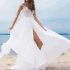 Casual klänningar i lager Kvinnors eleganta bridemaid bröllopsklänning plus storlek v-hals spets chiffon boll kvällsklänning slits för kvinnor brud # 8