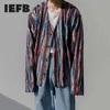 IEFB Men's Wear Knitted Cardigan Sweater Jacket Man's Korean Fashion Spring And Autumn V Collar Single Breasted Long Sleeve Tops 210524