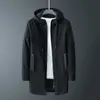 FOJAGANTO Men's Mid-Length Jacket Youth Korean Style Slim Stand-Up Collar Windbreaker Casual Hooded Windproof Jacket Men 211013