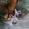 HD Crystal Flying Butterfly Figur med boll Base Art Glass Animal Paperweight Decor for Office Table Home Xmas Gift 210804