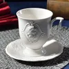 Tasses et soucoupes en porcelaine, Sculpture, tasse à café, Arts en Relief, assiettes occidentales personnalisées, ensembles rétro Xicara De Cha Porcelana thé BS50BD