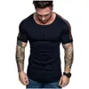 T-shirt Ombro Stitches Design Curto Bocas Camisa Homens Esportes Camisas Pacote para Fitness X0322