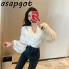 Asapgot Fashion Chic Korea Plysch V-Neck Tassel Tröjor Coat Höst Vinter Tjock Vild Rosa Långärmad Cardigan Top Sweet 210914