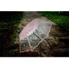 Engrosamiento transparente triple lluvia paraguas japonés flor de cerezo plástico PVC claro falbala paraguas parapluie 210626