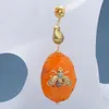 GuaiGuai Jewelry Natural Orange Slice Agates CZ Pave Bee Inset Gold Color Plated Stud Dangle Earrings Handmade For Women7433551