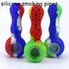 wholesale silicone mini smoking hand pipes with glass bowl wax dabber tools silicon oil burner pipe dab straw nectar