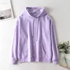 BLSQR Causal Violet Short Women Fleece Sweatshirt Long Sleeve Autumn Oversized Hoodies Top Loose Female Shirt Pull Femme 210430