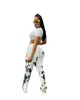 Moda corredores para mulheres calças de cintura alta calças gravata tintura calça suave streetwear casual empilhado legging 210525