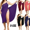 Plus Size Beach Dress Cover Up Wrap Bikini Swimsuit Bathing Suit Ups Robe De Plage Wear Tunic Swimwear Women's