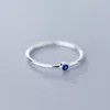 Cluster Rings Genuine Real 925 Sterling Silver Blue Crystal Round Ring For Fashion Women Cute Fine Jewelry Minimalist Accessories 2021 Gift