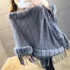 Autumn And Winter Imitation Mink Cape Shawl Bat Shirt Female Fur Coat Large Size Fringed Mid-length Sweater 210427