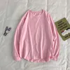 Autunno Nuova T-shirt da uomo in cotone T-shirt manica lunga tinta unita Tee Shirts O-Collo Nero Rosa Top Tees 4XL 5XL 210412