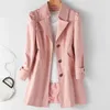 Women Trench Coat 2020 Spring Fashion Woman Classic Puff Sleeve Single Breasted Waterproof Raincoat Business Ytterkläder 874x#