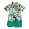 1-7 Years Toddler Baby Boy Shorts Sets Hawaiian Outfit,Infant Kid Leave Floral Short Sleeve Shirt Top+short Suits