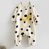 Born Baby Baby Jongens Meisjes Cartoon Banaan Rompertjes Kleding Herfst Kinderen Jongen Meisje Lange Mouwen Dot Kleding 210521