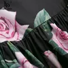Runway Designer Sommer Mode Minirock Frauen Hohe Taille Vintage Rose Blumendruck Elegante Baumwollröcke 210522
