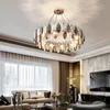 Nordic Light Luxury Crystal Chandelier Lampor för vardagsrum Duplex Villa Bedroom Round Leaf Led Hanglamp